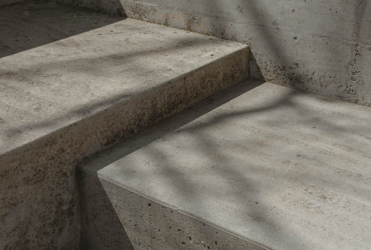 Concrete steps with shadow patterns