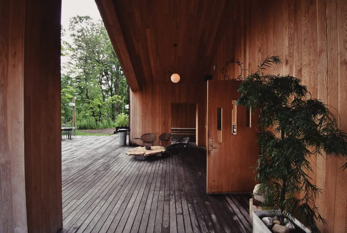 Rustic outdoor space with greenery